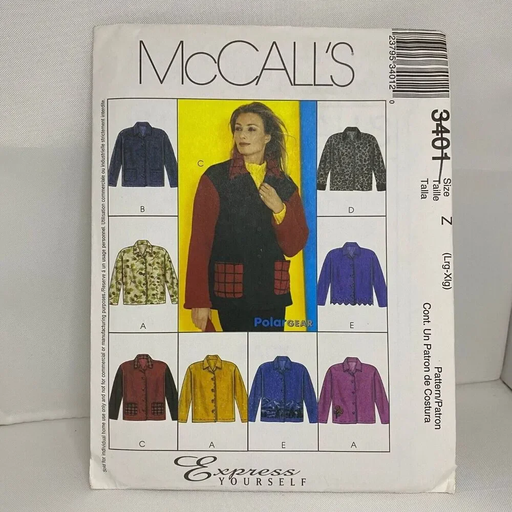 #3401 McCalls Misses Petite Unlined Jacket Sewing Pattern